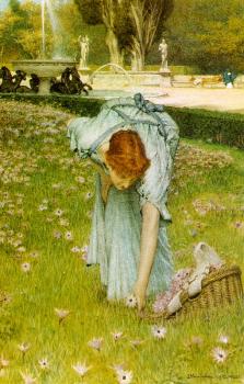 Sir Lawrence Alma-Tadema : Flora: Spring in the Gardens of the Villa Borghese